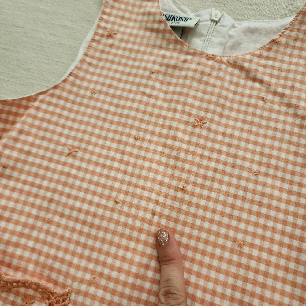 Vintage Oshkosh Peach Gingham Dress kids 6